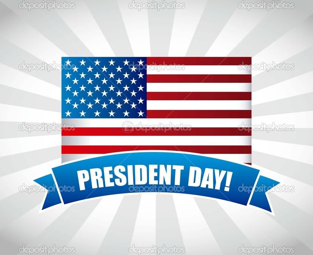 Presidents Day Wishes US Flag In Background Illustration