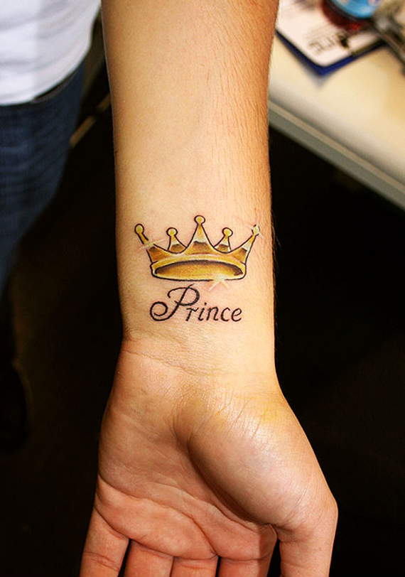 Prince Crown Tattoo On Left Wrist