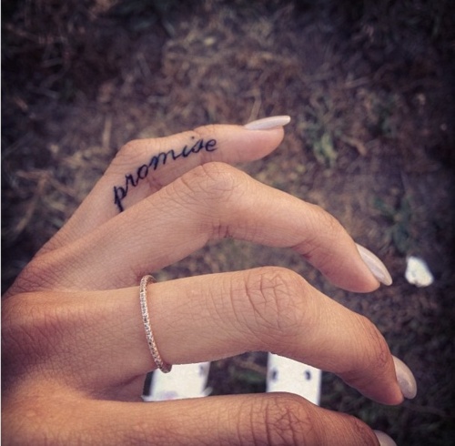 Promise Side Finger Tattoo Idea For Girls