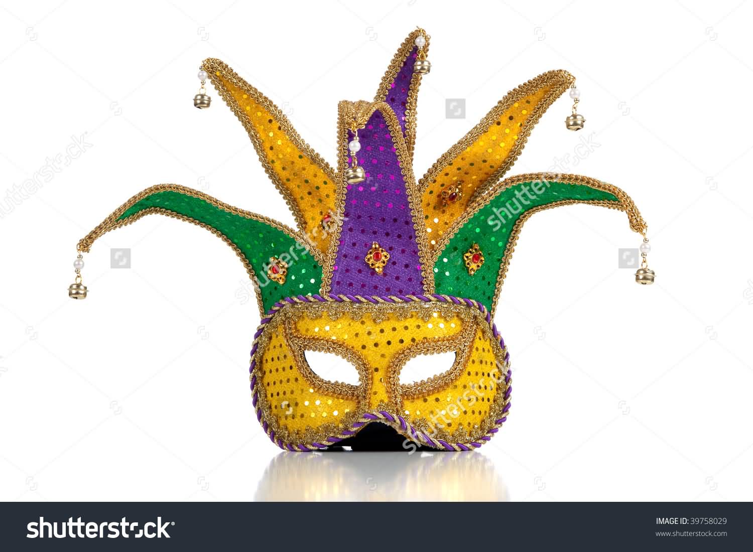 Purple Green And Yellow Jester Mardi Gras Mask