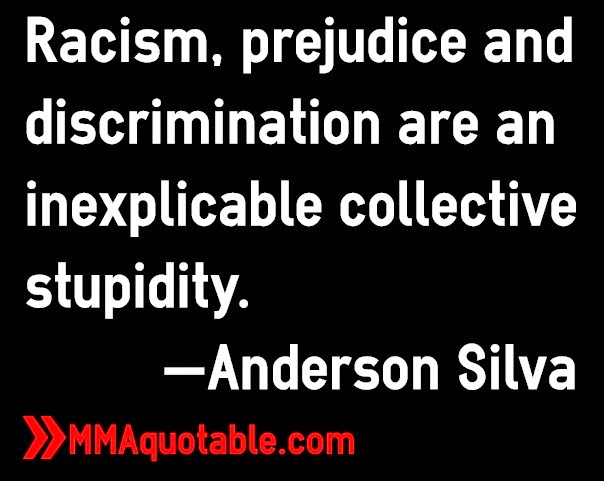 Racism, prejudice and discrimination are an inexplicable collective stupidity. Anderson Silva
