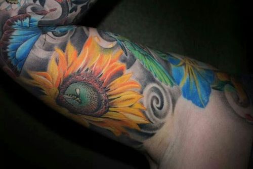 Realistic Sunflower Tattoo On Inner Bicep