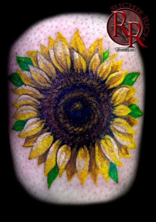 Realistic Sunflower Tattoo by Richy Rich