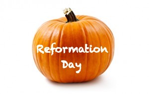 Reformation Day Wishes Written On Pumpkin