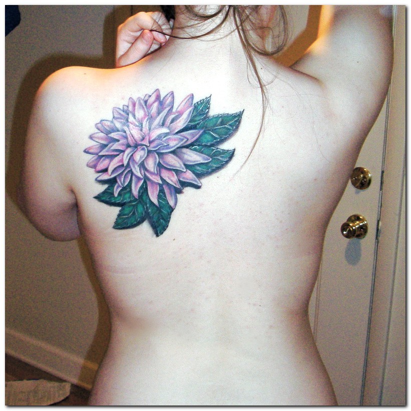 Rhododendron Flower Tattoo On Girl Left Back Shoulder