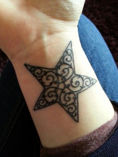 Right Wrist Black Star Tattoo