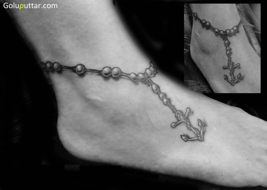 Rosary Anchor Tattoo On Ankle