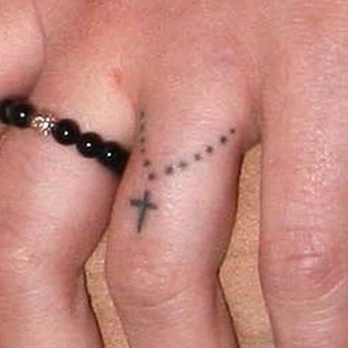 Rosary Cross Finger Ring Tattoo