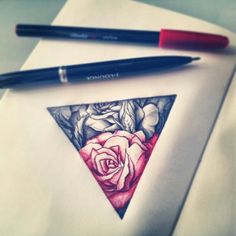 Rose In Triangle Tattoo Design