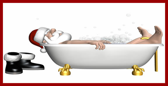 Santa Relaxing In Bath Tub Day After Christmas