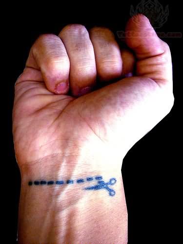 Scissor Cut Tattoo On Wrist For Men