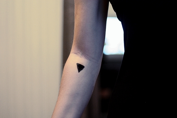 Silhouette Triangle Tattoo On Right Forearm