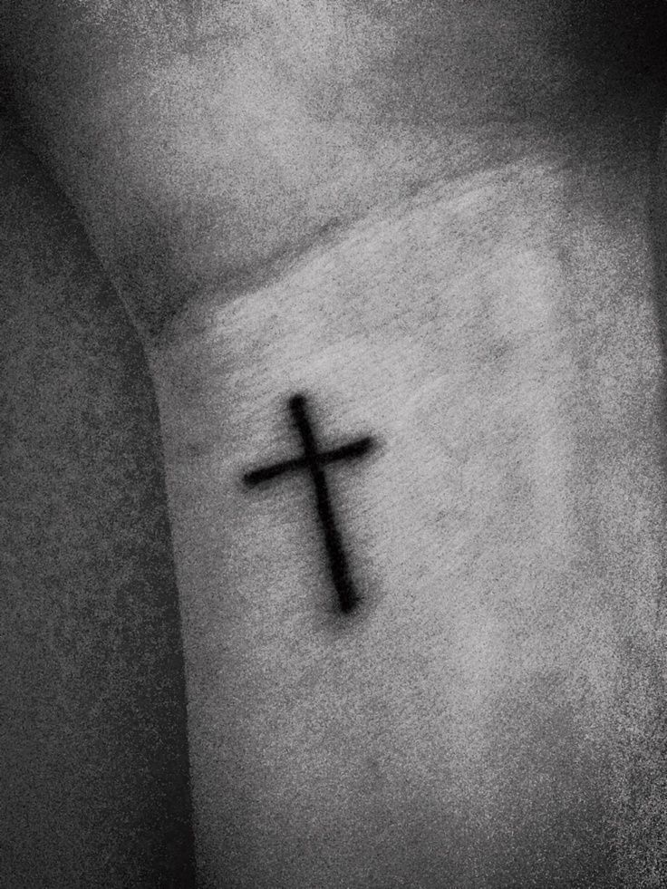 Simple Black Cross Tattoo On Wrist For Men