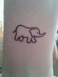 Simple Black Outline Baby Elephant Tattoo Design For Sleeve