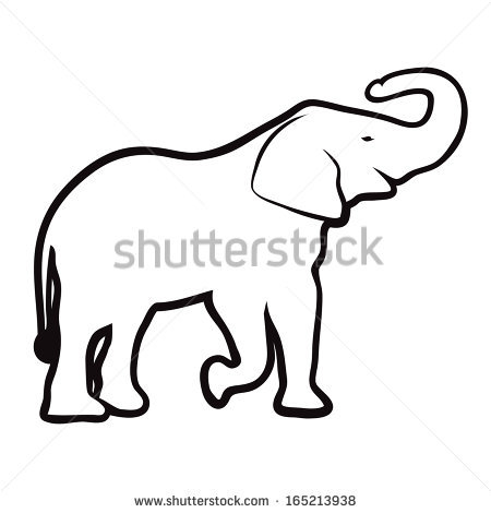 Simple Black Outline Elephant Tattoo Stencil