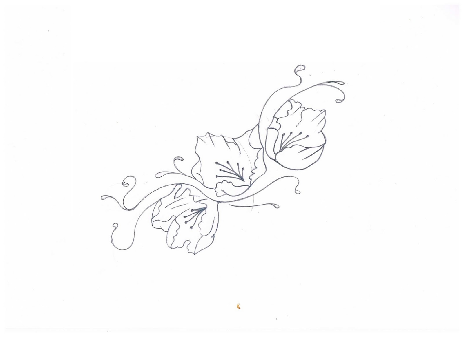 Simple Black Outline Rhododendron Flowers Tattoo Stencil
