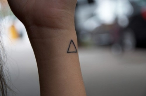 Simple Black Outline Triangle Tattoo On Side Wrist