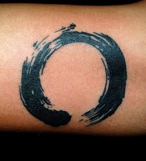 Simple Black Zen Circle Tattoo On Forearm
