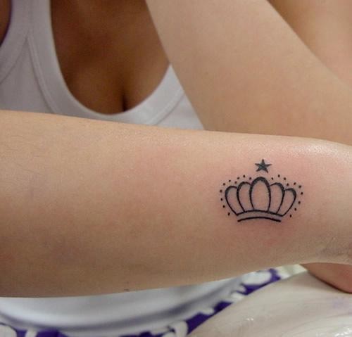 Simple Crown Tattoo On Side Arm