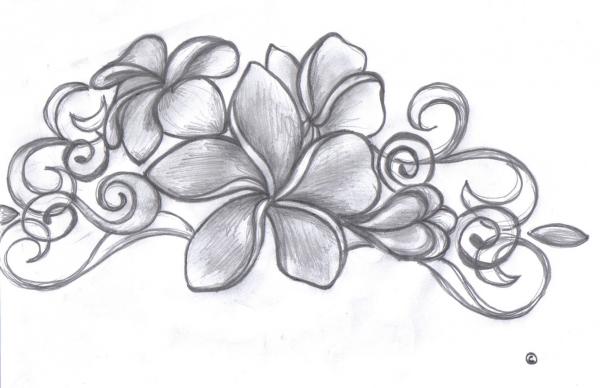 Simple Grey Ink Rhododendron Flowers Tattoo Design