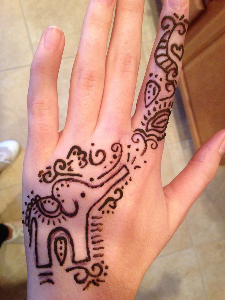 Simple Henna Elephant Tattoo On Left Hand