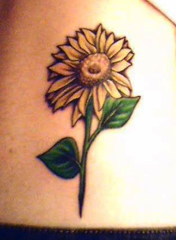 Simple Realistic Sunflower Tattoo