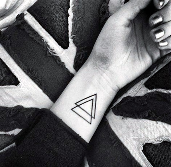 Simple Two Black Triangle Tattoo On Left Wrist