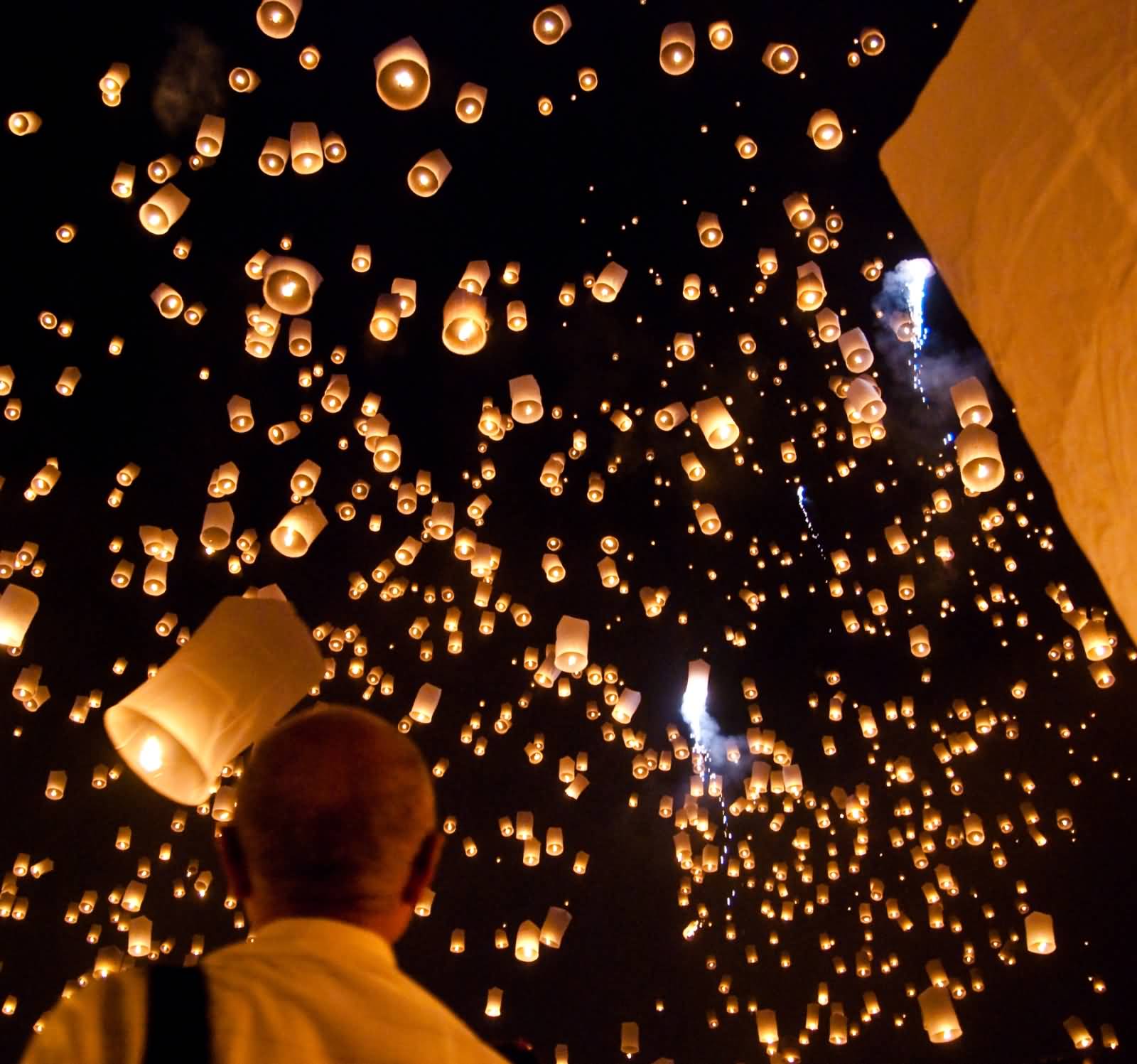 Sky Covered With Beautiful Lanterns On Yi Peng Festival