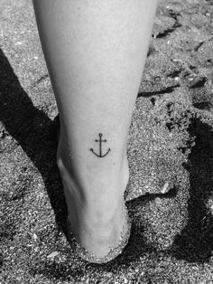 Small Anchor Tattoo On Back Ankle