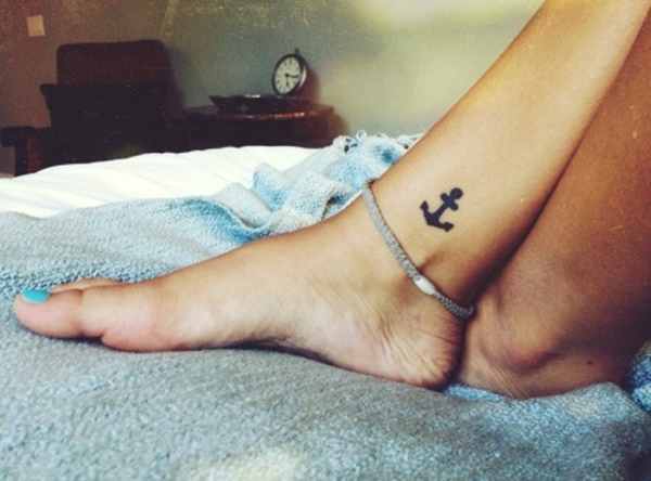 Small Black Anchor Tattoo For Girls