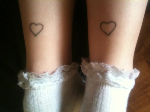 Small Outline Heart Ankle Tattoos