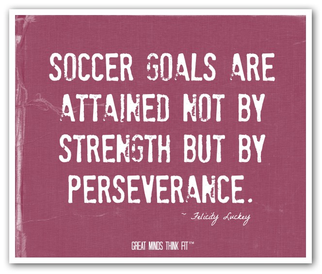Soccer Goals are attained not by strength but by perseverance.
