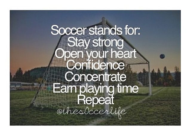 Soccer Stands For Stay strong Open your heart Confidence Concentrate Earn playing time Repeat