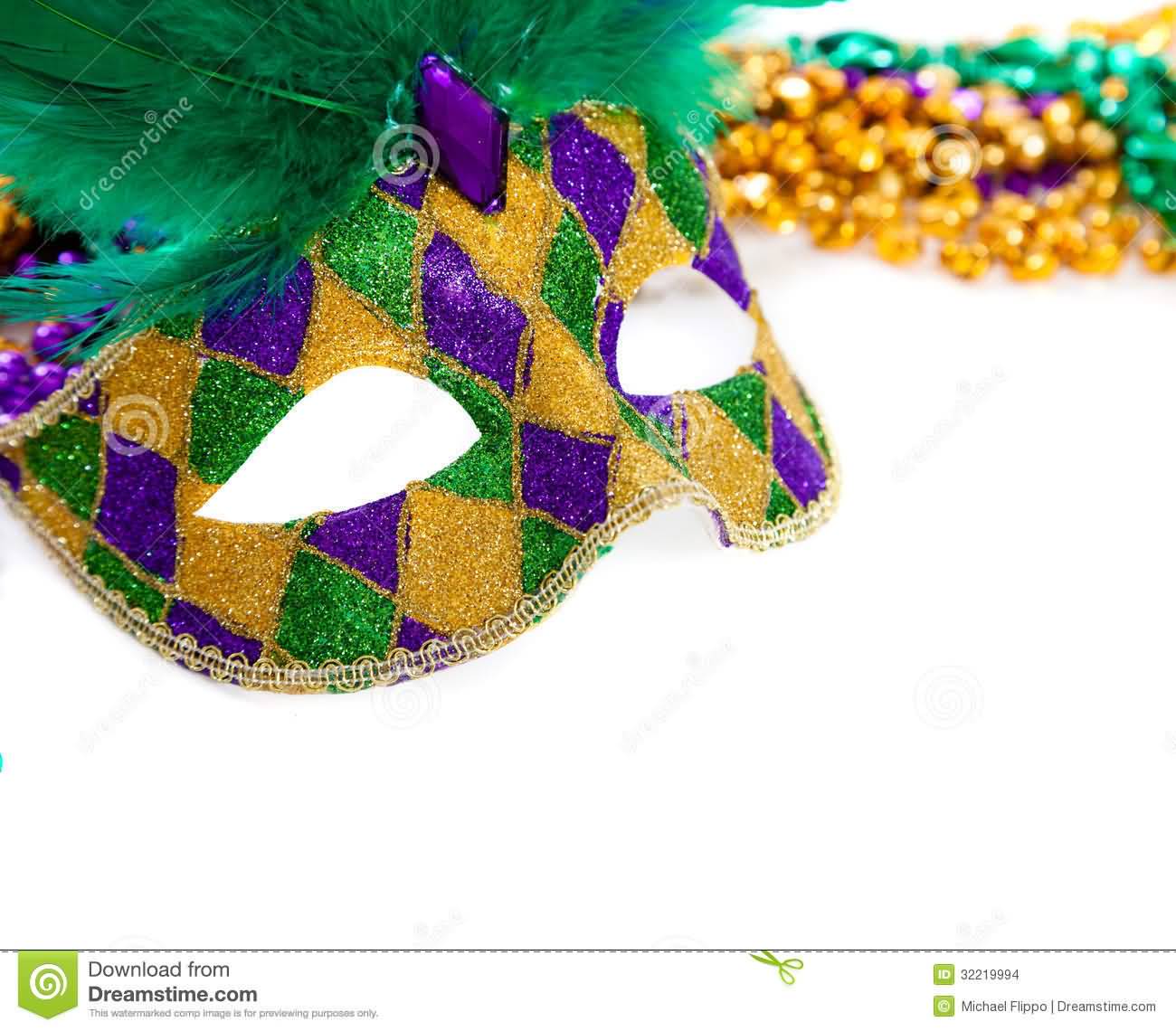 Sparkle Mardi Gras Mask With Feathers