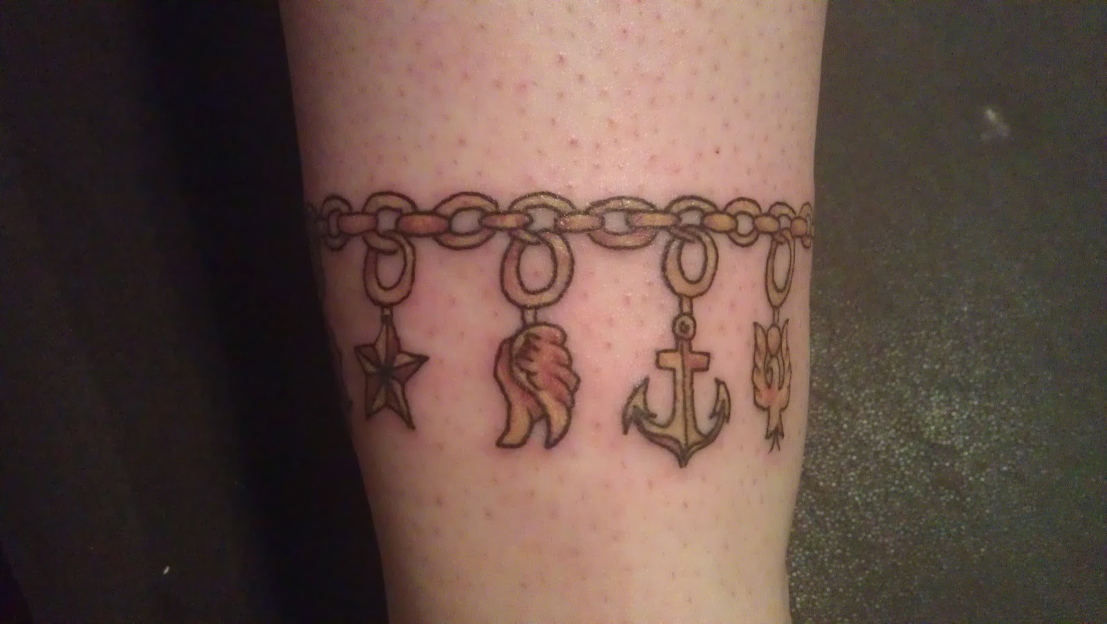 Stars And Anchor Charm Bracelet Tattoo