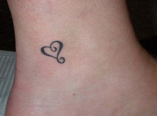 Stylish Small Heart Ankle Tattoo Idea
