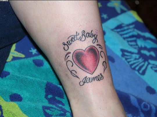 Sweet Baby James Heart Ankle Tattoo