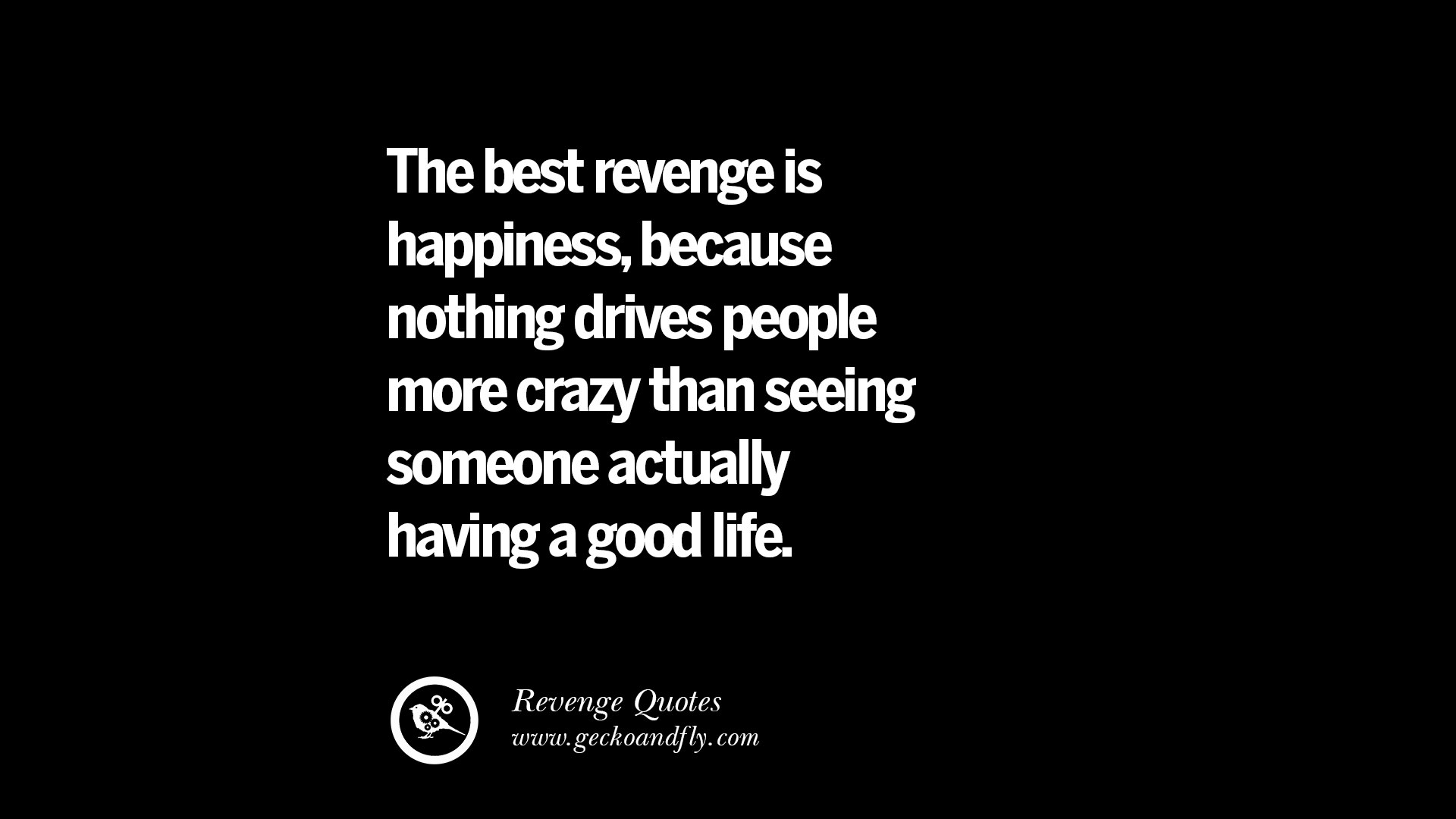 The best revenge is happiness, because nothing drives people more crazy than seeing someone actually haaving a good life.