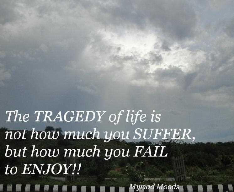 The tragedy of life is not how much you suffer, but how much you fail to enjoy. Myriad Moods