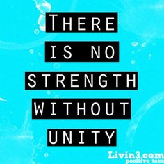 There is no strength without unity
