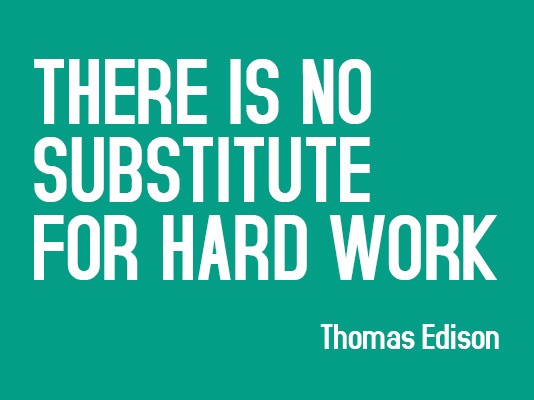 There is no substitute for hard work. Thomas A. Edison