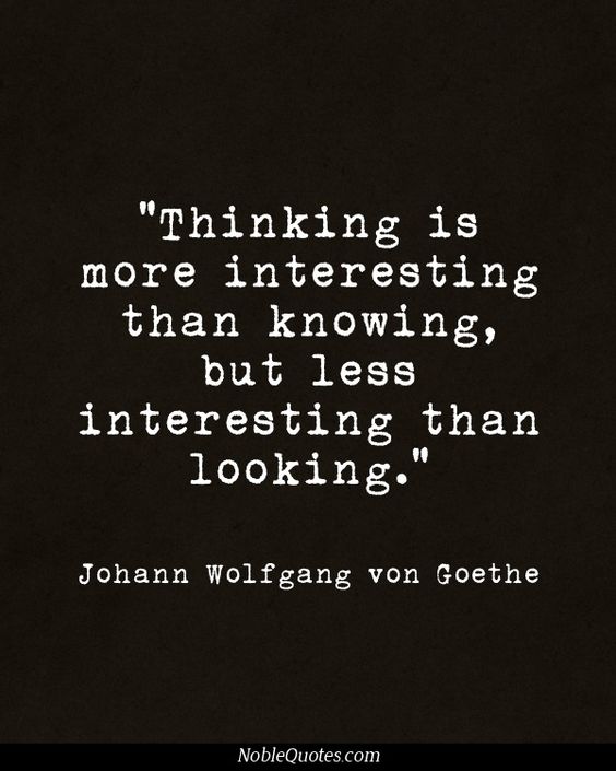 Thinking is more interesting than knowing, but less interesting than looking. Johann Wolfgang von Goethe
