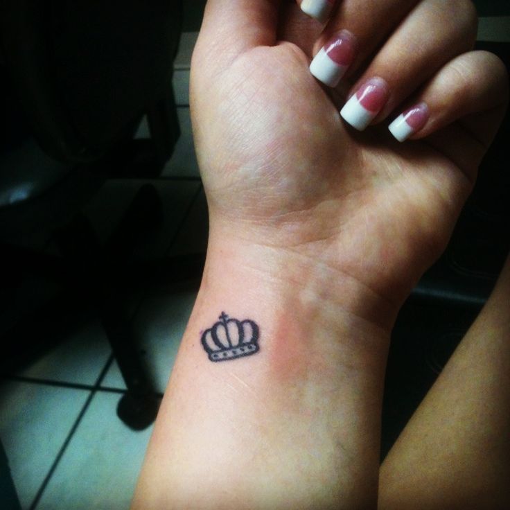 Tiny Crown Tattoo On Girl Left Wrist