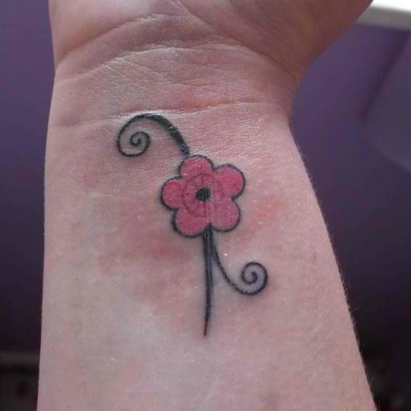 Tiny Flower Tattoo On Wrist For Girls