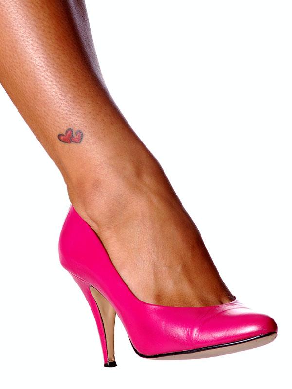 Tiny Red Hearts Ankle Tattoo