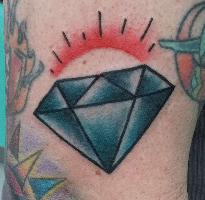 Traditional Blue Diamond Tattoo On Arm