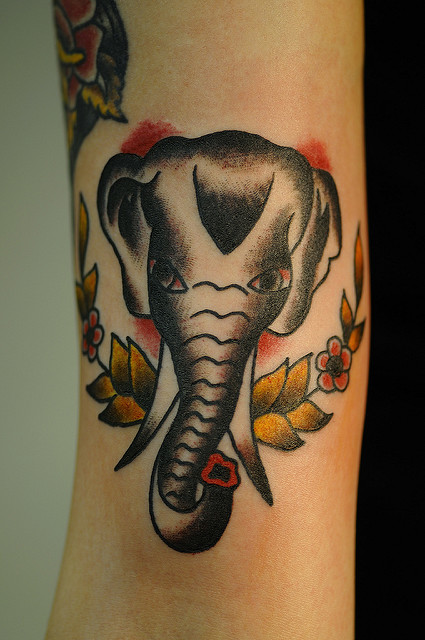 Traditional Elephant Head Tattoo Design For Sleeve