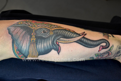 Traditional Indian Elephant Head Tattoo Design For Sleeve