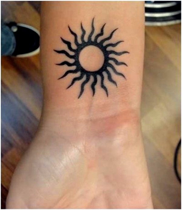Tribal Sun Tattoo On Wrist For Men