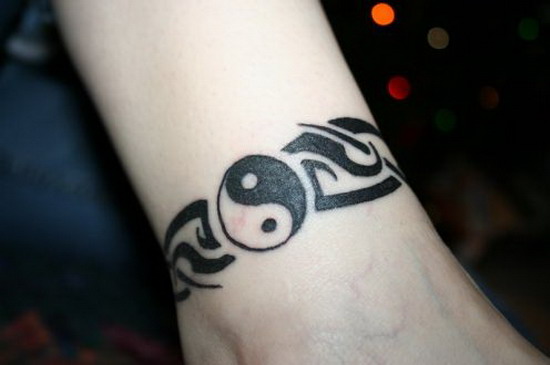 Tribal Yin Yang Bracelets Wrist Tattoos for Men